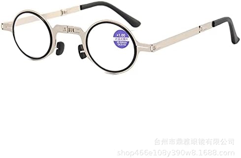 2 Чифта сгъваеми очила за четене, Правоъгълни рамки, полупрозрачна дограма, лек четец на пружинном панта. (Сребрист кръг в черна