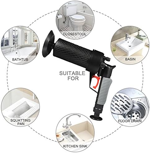 пистолет за мивка с въздушно помпа + Бластер за източване на въздуха, Отварачка за Високо Налягане за Запушване на Вани, Тоалетна,