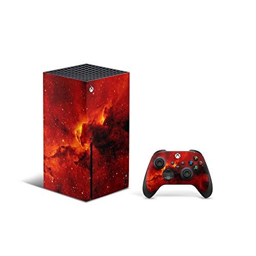 ZOOMHITSKINS, който е съвместим за Xbox Series X Кожа, Корица Series X Skin Red Galaxy Stars Universe Space Cosmos Sky Night, Издръжлив и лесен, винил 3 М, лесен за инсталиране, Произведено в САЩ