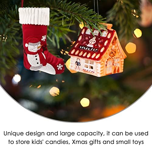 Коледни Чорапи ABOOFAN, Чорапи с Бродерия на Снежен човек, Чорап, Окачен Торбичка за Бонбони, Окачен Коледен Орнамент за Камина,