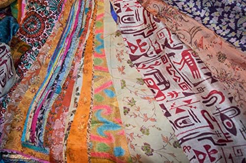 Индия е Огромна страна Остатъци Винтажной тъкан Сари с принтом от чиста Коприна, Пакетче Лоскутков, Проект на Регистър за Капитониране,