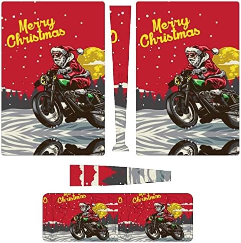 Забавен Коледен Мотоциклет Дядо Коледа 3 бр. Стикер върху Цялото Тяло, Стикер за PS5 Digital Edition, за конзолата PS5 и контролер