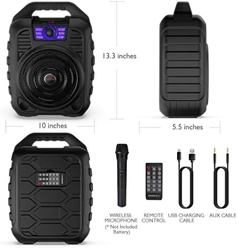Преносима система Високоговорители EARISE T26 Bluetooth PA с Безжичен микрофон, караоке-машина мощност 12 W за парти/на открито,