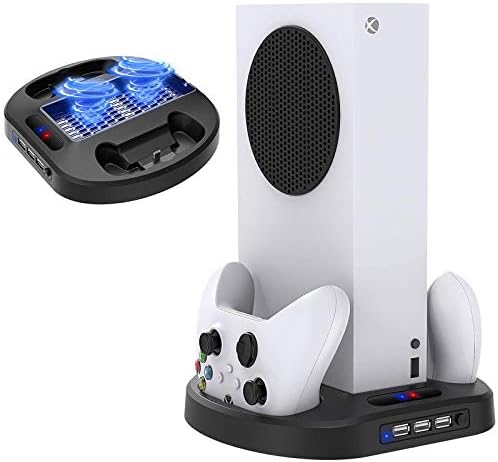 Вертикална поставка за Xbox Серия S с охлаждащ вентилатор Поставка за Xbox Series S зарядно устройство за контролер с два Външни