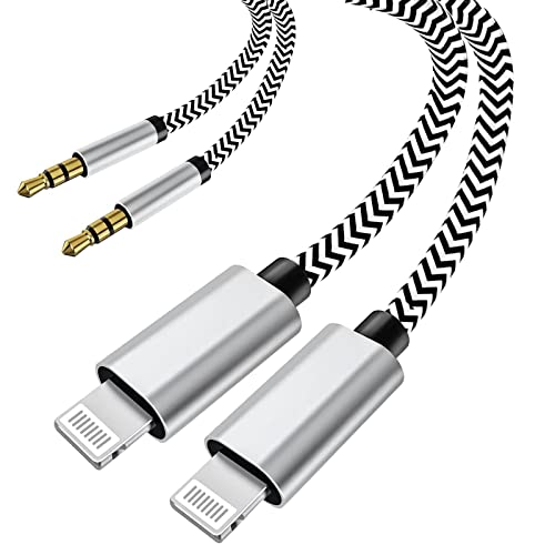 Кабел Aux за iPhone, 3,3 фута Aux Кабел за iPhone, [Сертифициран от Apple Пфи] Aux аудио кабел Lightning-3.5 мм с найлон оплеткой