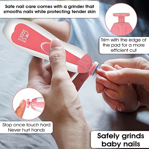 MAGAI WORLD - Детски електрическа машинка за нокти - Безопасна пила за нокти, за деца - Набор от детски клещи за нокти за бебета с допълнителни 8 сменяеми подложки - Пръсти ?