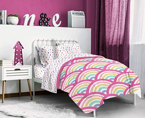 Комплект за единично легло Jay Franco Rainbow Dream от 4 теми - Включва одеялото и Чаршафа - Сверхмягкая, устойчив на избледняване,