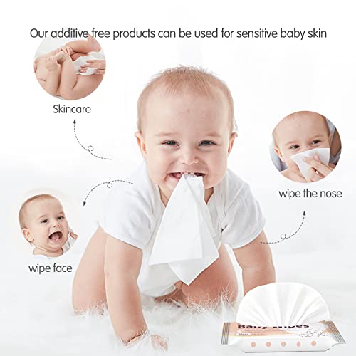 Бебешки кърпички, ZONSEN Ултра Меки Мокри кърпички на водна основа, Избърса Устата /Мият Зъбите / Пъпа / Ушите, С малки части, Детски