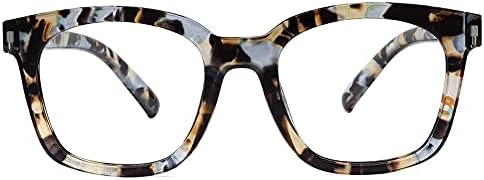 Очила за четене JiSoo Голям размер 1,5 Женски Мъжки, Модни и Дизайнерски Очила за четене в Големи Рамки с Пружинным тръба на шарнирна