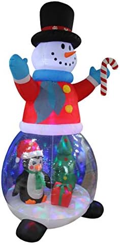 Комплект от две украса за Коледното парти, включващ в снежен човек с височина 6 метра с три Пингвини и Надуваем балон Снежен човек с височина 8 метра, с Пингвин и пода