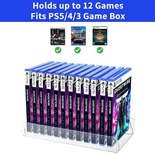 CaSZLUTION Акрилни Органайзер за съхранение на видео игри, поставка за съхранение слот седалките PS5 PS4 PS3, игри на притежателя