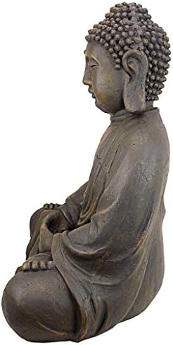Дизайн Toscano AL1614 Статуя на Медитация Буда от градината на Голям Храм, Средният размер на 26 инча, Тъмен камък