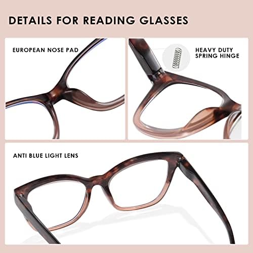 3 Комплекта Очила за четене за жени, Блокер Синя светлина Компютърни Ридеры с пружинным тръба на шарнирна връзка, Ультралегкие и