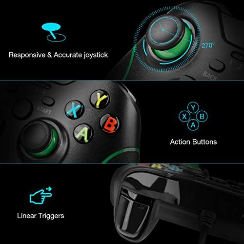 Жичен контролер за Xbox One, YAEYE Кабелна гейм контролер за Xbox One USB Геймпад Джойстик Контролер с двойна вибрация, за PC, Xbox One Windows 7/8/10 (черен)