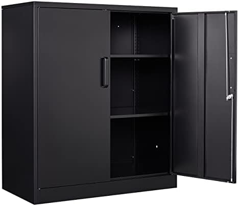 Шкаф за съхранение на SISESOL с Врати и Рафтове, 40 Метален Шкаф За съхранение с Регулируеми рафта на вратата с Ключ, метален шкаф
