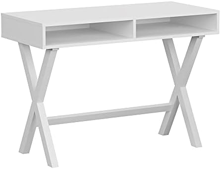 Компютърна маса Flash Furniture - Бяло бюро с отворени отделения за съхранение - Работна маса за домашен офис с дължина 42 инча