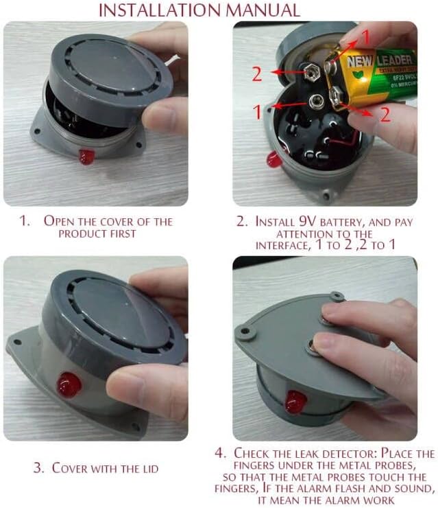 Детектор за течове на вода в опаковка, Shackcom Water Alarm 110DB, Безжична, Водоустойчива и Работи на батерии, Звукови и светлинни
