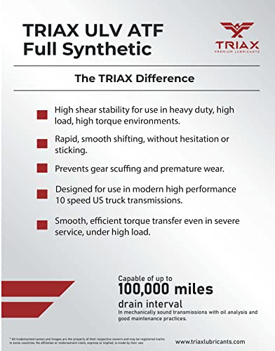 TRIAX ULV, ATF, Сверхнизкая вискозитет, напълно синтетичен ATF за съвременните високопроизводителни трансмисии (1 Галон)