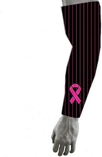 Power Energy Спорт Розовата Лента Информираността за рака на гърдата Бейзбол Екип Черно Компрессионный Ръкав в Тънка Ивица