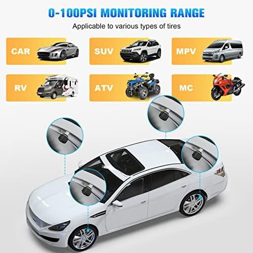 Автомобилна Система за Контрол на Налягането в гумите TPMS с 4 Външни Датчици, които показват Температурата и Налягането в реално