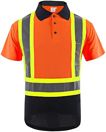 ЛОВПОСНТЫ Защитни Ризи с къси ръкави за Мъже ANSI Class 2 Safety Тениска Черна Долна Светоотражающая Тениска за Мъже
