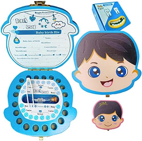 ANWOLA Детска Приказка кутия за зъби, Дървени кутии за зъби, Кутия за съхранение на зъбите, Кутия-Анимация за деца, които са Загубили