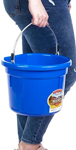 Пластмасова кофа за храна на животните (синьо) - Little Giant - Пластмасова кофа за храна с фиксирана облегалка и метална дръжка