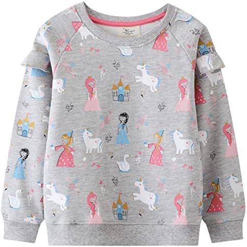 DDSOL/ Hoody За малки момичета, Памучни Блузи с дълги ръкави във формата на Сърце Еднорог, Тениски, Детски Пуловер За Деца, Дрехи