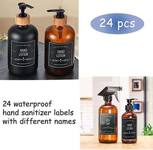 Водоустойчив Етикет за стъклена или пластмасова бутилка от 24 теми, Просто Етикет за бутилка с вода и сапун, Водоустойчив и Маслостойкий