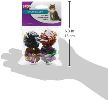 Играчки за котки Етичен 1-1/2-Инчови Топки от Mylar всички размери, 4 опаковки за всички размери породи