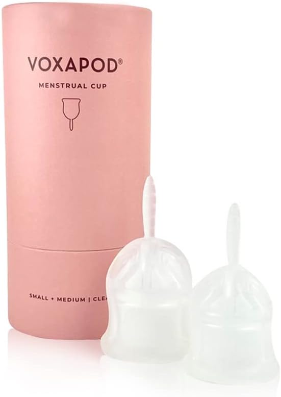 Менструална чаша VOXAPOD голям размер, с калъф - Активна купа № 1 - Носене в продължение на 12 часа - Максимално удобна, лесно се премахва, запечатани - Множество менструал