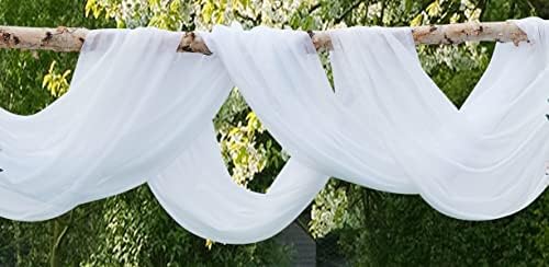 Комплект от плат за драперии сватбена арка WARM HOME DESIGNS XXL се състои от 2 шалове бял цвят, с размери 360 см (30 фута; 10 ярда)