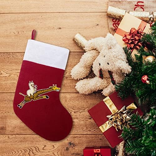 Забавна Лама Сладолед Отгоре На Жирафе Коледни Окачени чорапи Чорапи за Коледно Камина Празничен Начало Декор