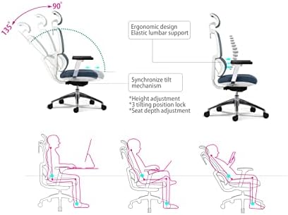 Ергономичен офис стол REDSIRIUS, компютърен стол за мениджъри с висока облегалка, въртящо се кресло на колела за дома и офиса