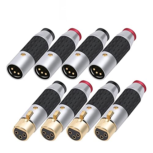X L R Жак за микрофонного кабел XLR-жена или XLR-мъжки 3-Пинов Директен черно-червена запушалка 10шт (Цвят: 10xD1009M-Черен)