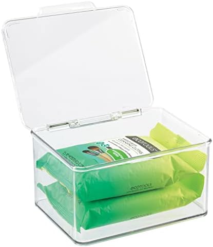 mDesign Пластмасова Кутия-Органайзер за съхранение в Банята с панти капак за тоалетна, рафтове, Серванта или Тоалетна масичка, За