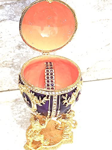 Яйце на Фаберже кутия за украшения стил 24 кг Златното Руски Бижутер Яйце 5 карата РЪЧНО изработени Имперско Бижу Яйце Лъвовете Императорска Корона 200 г Диаманти Swaros