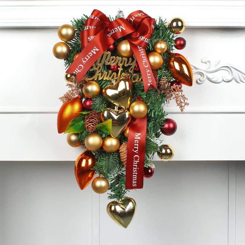 Коледна лък, виси на главата дърво във формата на сърце, цветна топка, венец, виси на врати и прозорци, Коледна украса на стената
