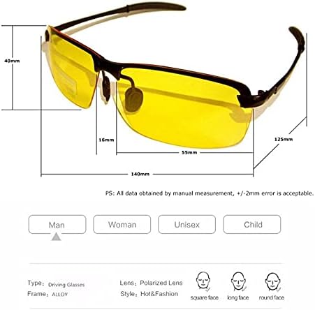 Очила за Нощно Виждане Dexlary За Шофиране, Антибликовые Поляризирани Слънчеви Очила с UV400, Слънчеви Очила за Мъже, Жълти Очила