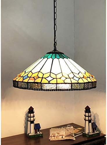 Окачен таван от Витражного стъкло Клои Осветление в стила на Николаса Тифани Височина 18 см