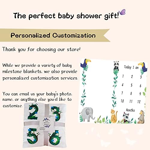 Детско одеало QICAIYUN Jungle Milestone, Персонални Одеяло за Момичета и момчета, Подарък за един месец за новородено, Бебешки Снимки
