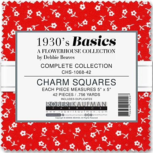 Комплект от 5 квадратчета Charm Pack - Основи на 1930-те години Колекция Flowerhouse от Деби Бивс за Robert Kaufman Размножаването
