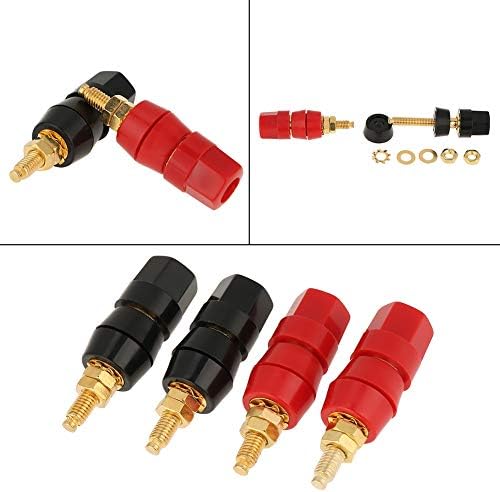 Yosoo Черно-Червени Конектори за аудиоколонок, 4 Двойки от Конектори за свързване на високоговорители с кабел, Клеммный конектор,