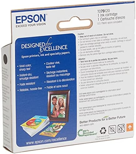 Черна касета с мастило с висока разделителна способност EPSON T079 Claria стандартен капацитет (T079120) за някои фото принтер Epson