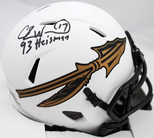 Мини-Каска с автограф на Чарли Отделение от БСС Seminoles Lunar Speed Mini Helmet w/93 Heisman-Prova - Мини-Каски за колеж с автограф