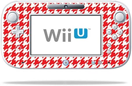 Кожата MightySkins, съвместим с геймпадом Nintendo Wii U – Red Houndstooth | Защитен, здрав и уникален винил калъф | Лесно се нанася,