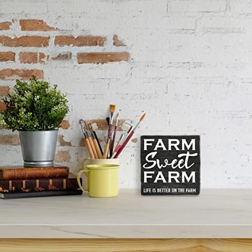 Вдъхновяваща Табела с Надпис Дървената кутия, Ферма, Сладка Ферма, Животът във фермата е по-добре, Дървена Табела с Надпис Дървената