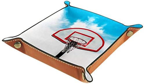 AISSO Valet Тава Баскетболното Пръстен Щит Окото Печат Кожени Тави за Бижута Кутия-Органайзер за Портфейли, Часовници, Ключове,