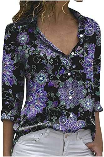Блуза за Почивка за Дами с Дълги Ръкави и Високо Деколте От Ликра с Цветен Модел Пейсли, Тениски За Момичета 2023 2G