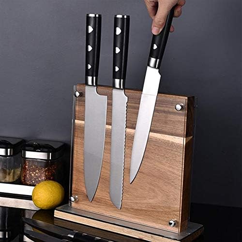 KLHDGFD Магнитни Дървени Стойки за Ножове-Часова Поставка за Кухненски Ножове със Силни магнити (Без нож)